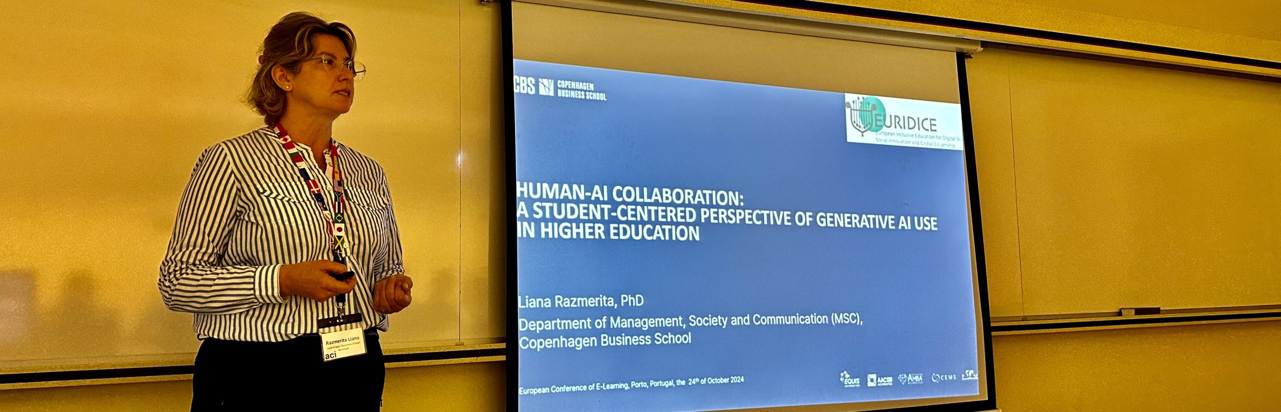 Presentation of Human-AI Collaboration: A Student Centered Perspective in Higher Education paper at ECEL