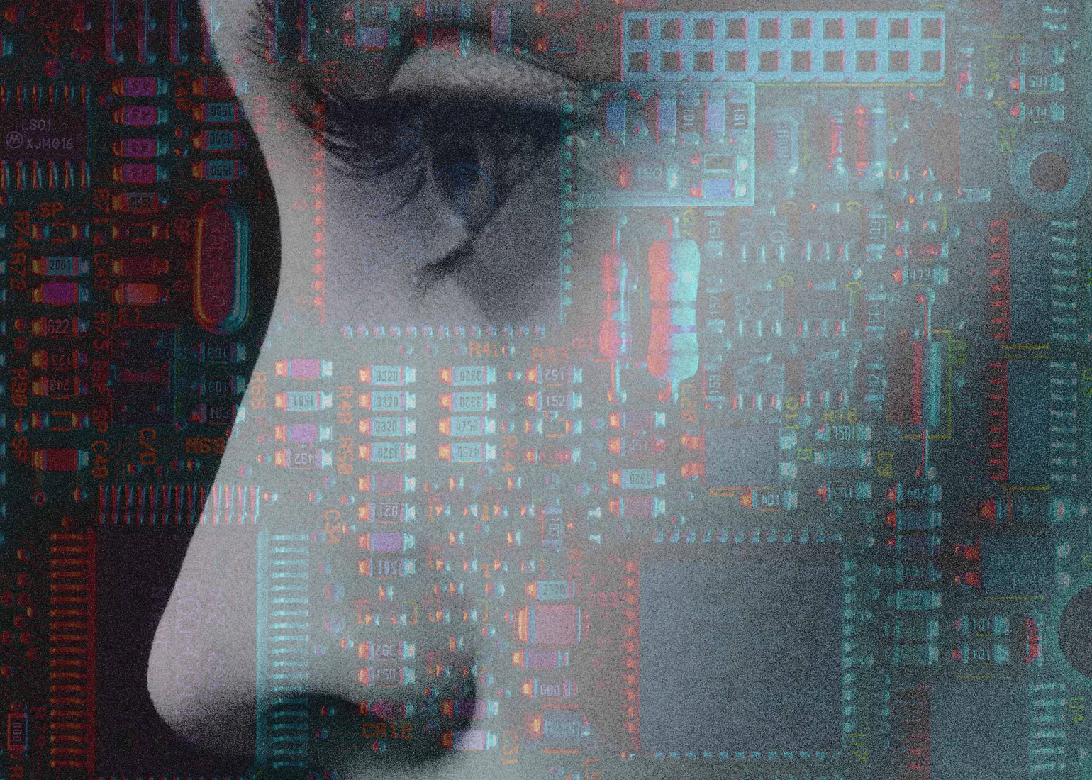 Polis Digitalis series illustration: a human eye overlaid with digital circuitry